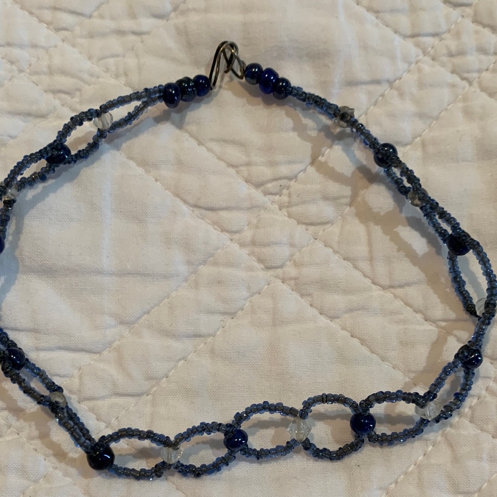 Handcrafted Blue Beaded Women's Choker Necklace